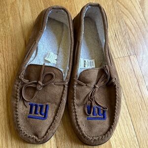 Faux Suede NY Giants Moccasin Slippers